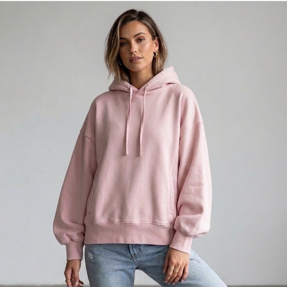 Harmony Balance Baby Pink Oversized Drop Shoulder Hoodie Small Barbiecore Chic